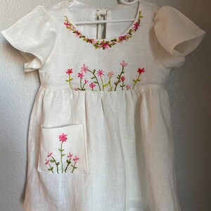Linen Dress with Hand Embroidery image 4