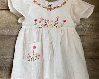 Linen Dress with Hand Embroidery