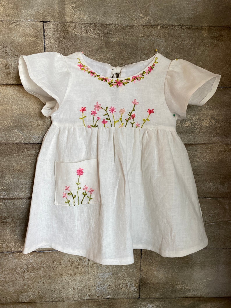 Linen Dress with Hand Embroidery image 1