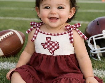 Texas Aggies kastanienbraunes und weißes Kleid für Mädchen