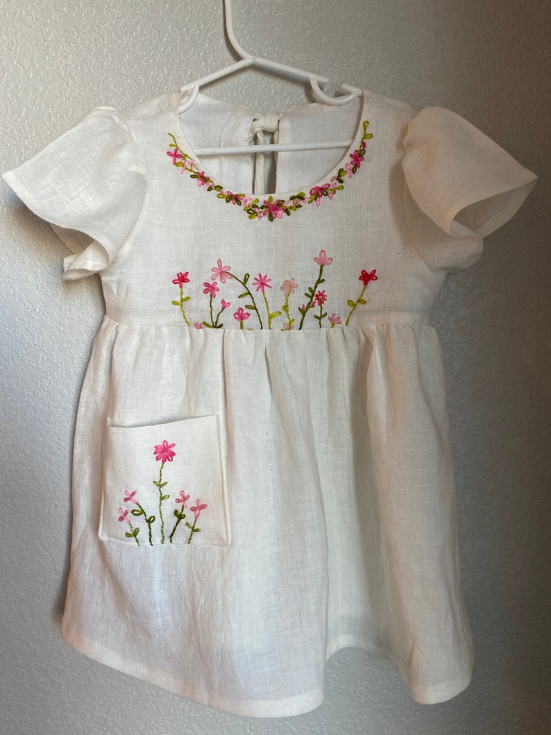 Linen Dress with Hand Embroidery image 2