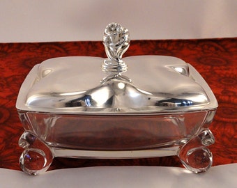 JONQUILLE couvert bonbonnière à cigarettes boîte à bijoux vintage 1950 Plaqué argent plaqué argent international 1847 Rogers Bros.