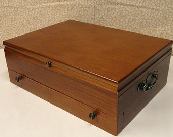 Silver Flatware Storage Chest Silverware Drawer Case Wood Vintage Set Box Gift