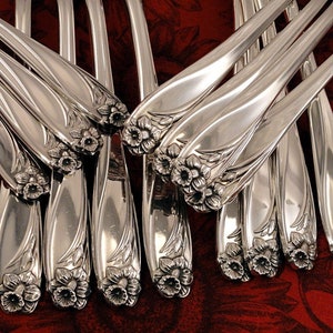 Minty Place Settings DAFFODIL by 1847 Rogers Bros _ Vintage 1950 Silverplate _ Priced per 5 Piece Grille Viande Dinner Place Setting