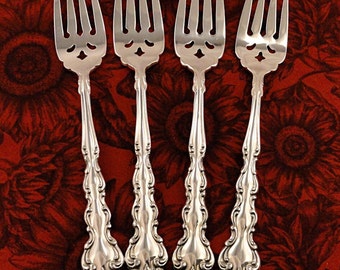 Fourchette à salade mentholée _ BEETHOVEN by Oneida Community _ vintage 1971 plaqué argent _ Roses _ Prix par fourchette à dessert