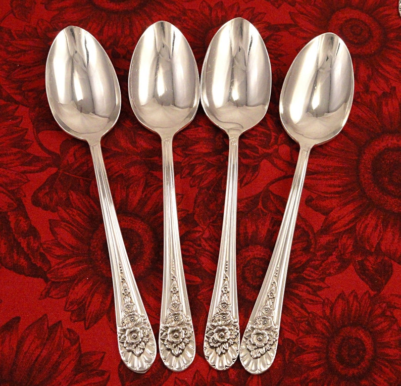 Set 4 Rogers JUBILEE Teaspoons by Wm Rogers Mfg. 1953 Vintage Etsy