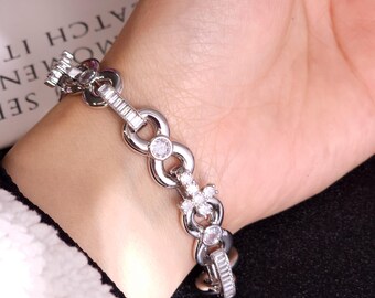 Bransoletka Iced Out Luxury 12 mm Cross 8 Infinity Cuban Link, biżuteria hip-hopowa