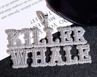 Naszyjnik z zawieszką z imieniem Iced Out Custom Baguette, modna biżuteria na bal maturalny