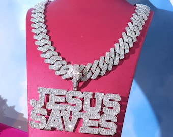 Iced Out Custom Stack Nameplate Necklace,Big Clasp fit 20mm Cuban Chain,Personalized Jewelry