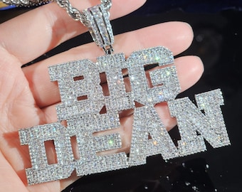 Naszyjnik z imieniem Iced Out, zawieszka z literą Varsity, łańcuszek linowy, biżuteria spersonalizowana