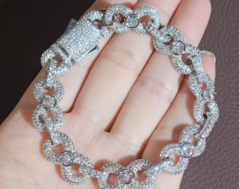 Bransoletki z zawieszkami Infinity Cuban Link z zawieszkami "8" Iced Out o średnicy 16 mm, biżuteria hip-hopowa, prezenty dla mężczyzn