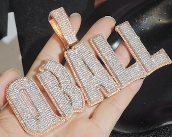 Naszyjnik z imieniem Iced Out, 12 mm kubański łańcuszek, biżuteria z wisiorkiem hip-hopowym