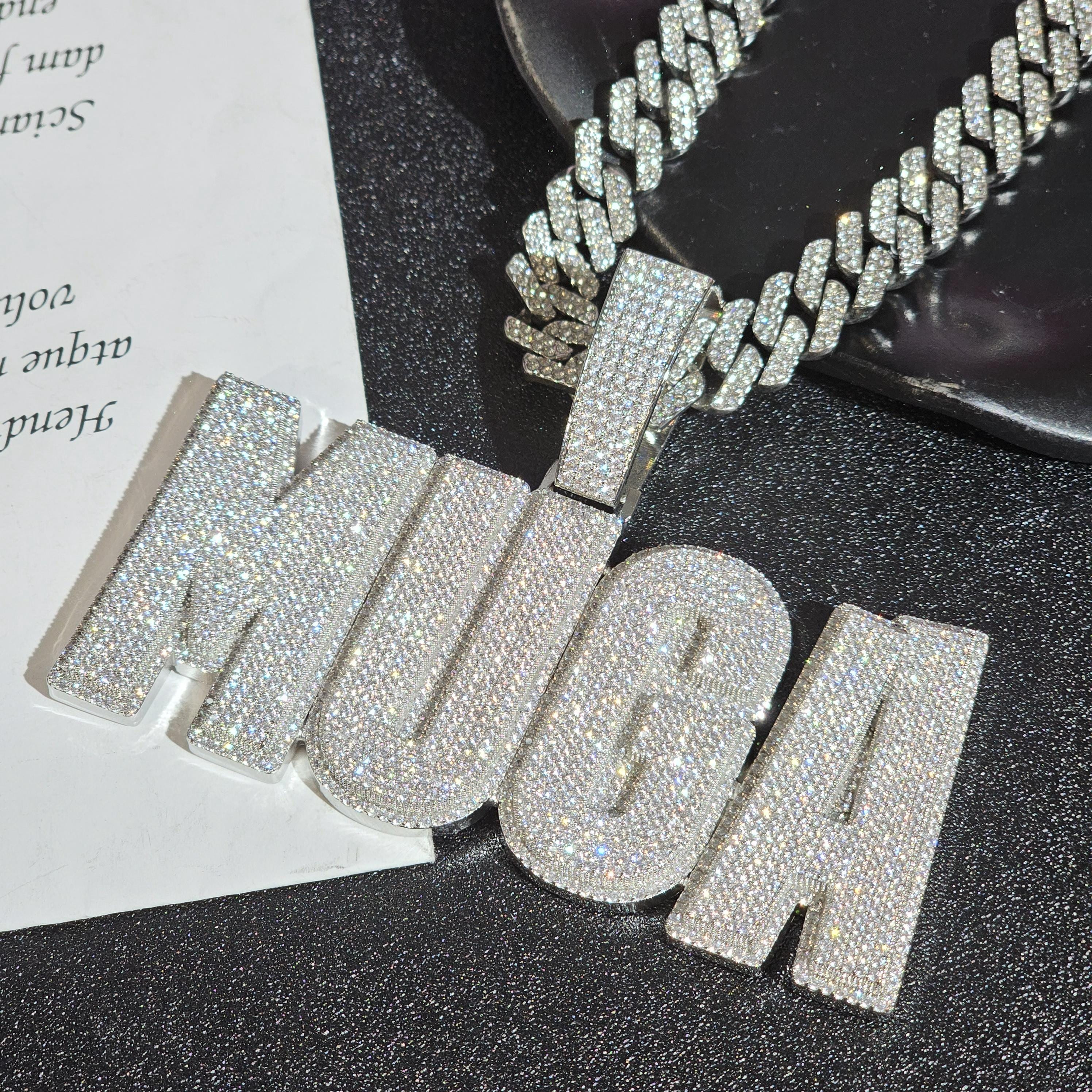 Custom Iced Out Name Necklace, 12mm Cuban Link Chain, Personalized…