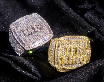 Niestandardowy pierścionek z imieniem w kształcie litery Iced Out Bubble, biżuteria w stylu hip-hop