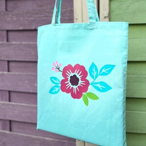 Baumwolltasche Floral | Öko-Stofftasche, Totebag mit Symbol, Leinentasche zum Einkaufen, als Geschenk für die Freundin