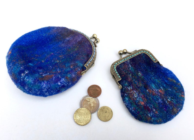 Bag-hand-felted bag-wallet with silk fibers-ironing bag-exchange for small money or accessories