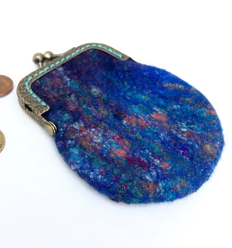 Bag-hand-felted bag-wallet with silk fibers-ironing bag-exchange for small money or accessories