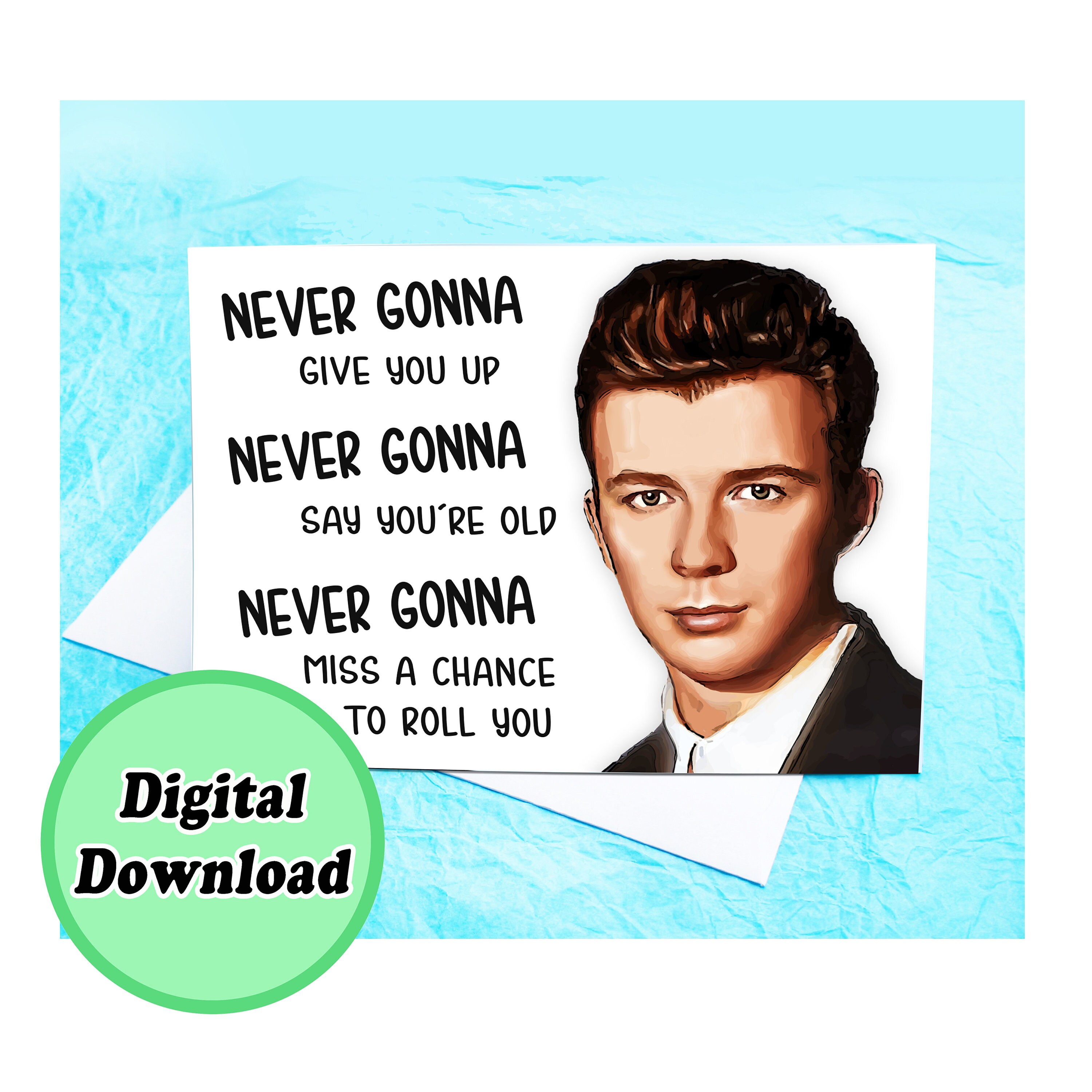 Never Gonna Give You Up (Rick Roll) *Chorus only* Intermediate Piano Sheet  Music with note names & lyrics printable downloadable