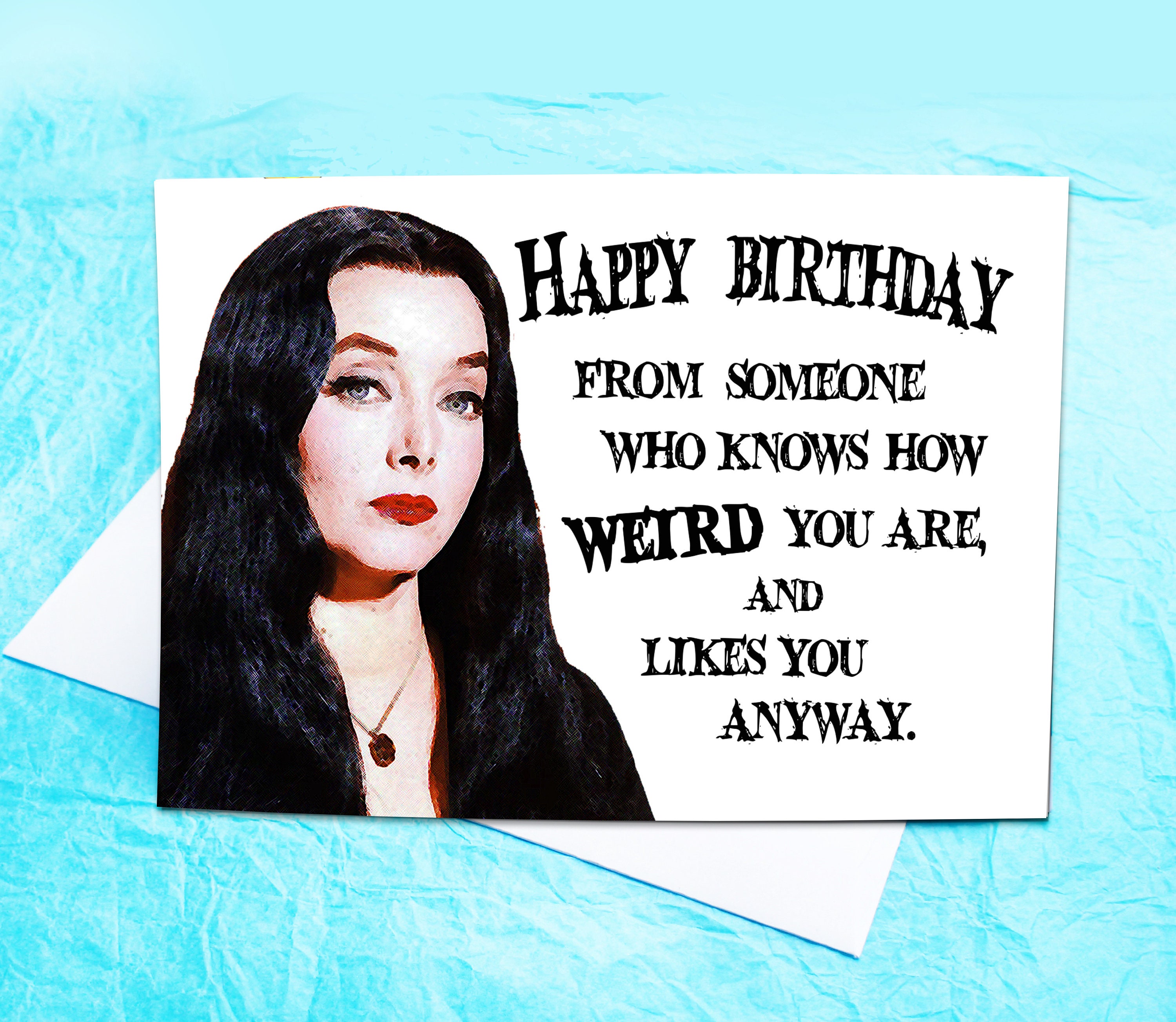 Morticia Addams Birthday Card Etsy