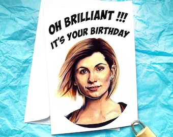 Doctor Who 13th Doctor birthday card KimWEstARt