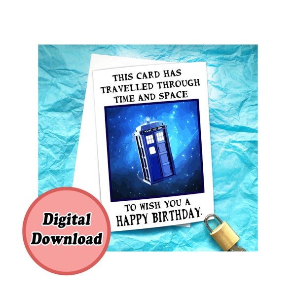 Instant Download Doctor Who Tardis Birthday Card KimWEstARt