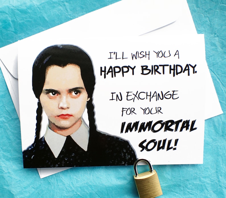 Wednesday Addams Funny Birthday Card Etsy