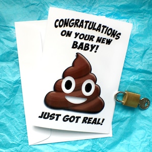 Funny new baby card: Sht just got real KimWestARt image 1