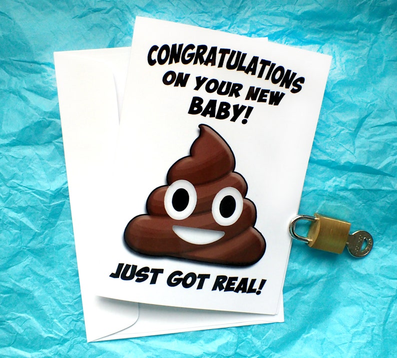 Funny new baby card: Sht just got real KimWestARt image 1