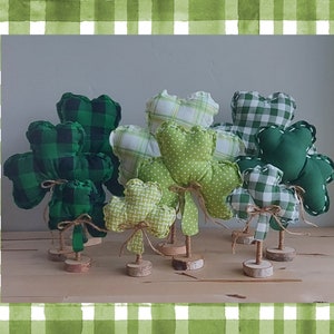 St. Patrick&#39;s Day Clover Decor, Farmhouse Decor, Shamrock Decor, Spring Decor, Stuffed Fabric Clovers, Set of 3, St. Patty&#39;s Day