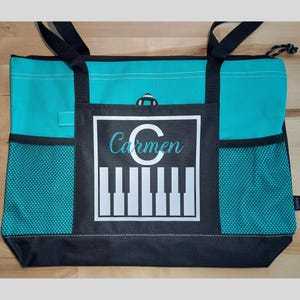 Custom Piano Tote Bag with Zipper Personalized Bag Gift for a Piano Teacher or Piano Student Piano Recital Gift Bag for Piano Lessons