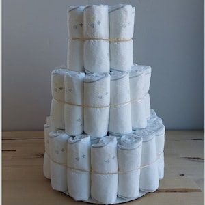 3 Tiered Diaper Cake Plain Diaper Cake Baby Shower Gift Baby Shower Decor Boy or Girl Diaper Cake Burlap Diaper Cake Baby Shower Centerpiece