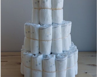 3 Tiered Diaper Cake Plain Diaper Cake Baby Shower Gift Baby Shower Decor Boy or Girl Diaper Cake Burlap Diaper Cake Baby Shower Centerpiece