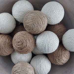 Boho Decor Bowl Filler Ball Natural Chord and Twine Boho Ornaments Christmas Tree Bohemian Decor Rustic Farmhouse Ornaments and Bowl Filler
