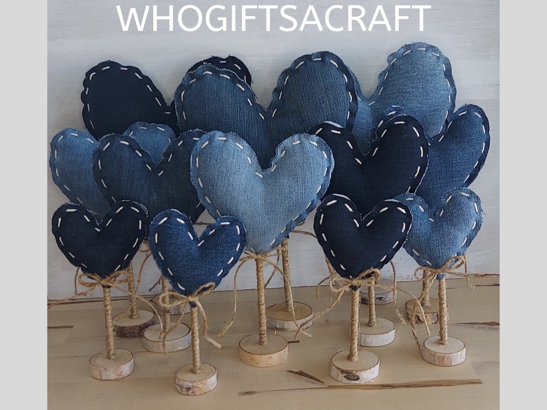 andmary ♡ Heart stitch denim S navy blue ANDMARY】Heart stitch denim