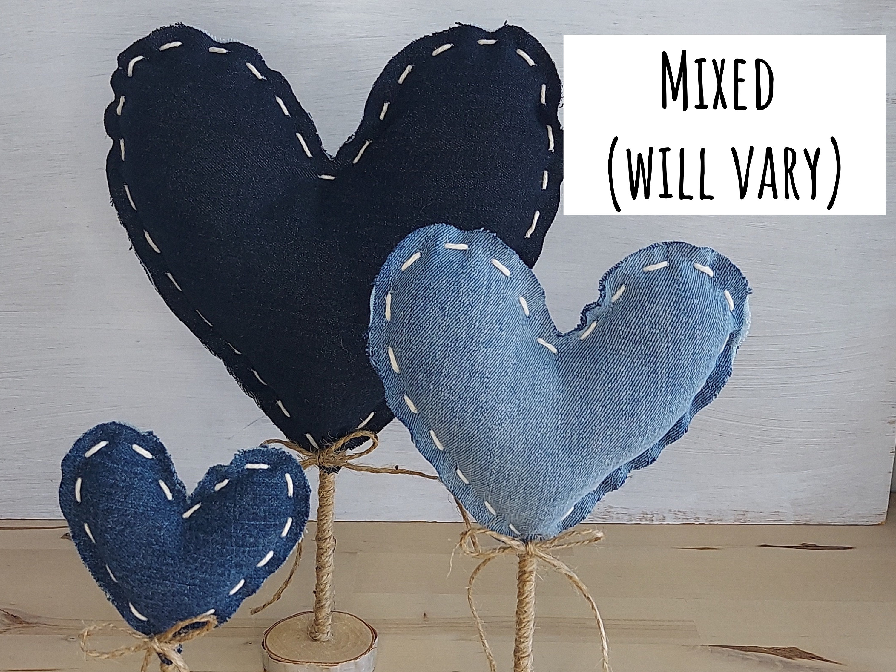 andmary Heart stitch denim navy blue Ｍ ANDMARY】Heart stitch denim