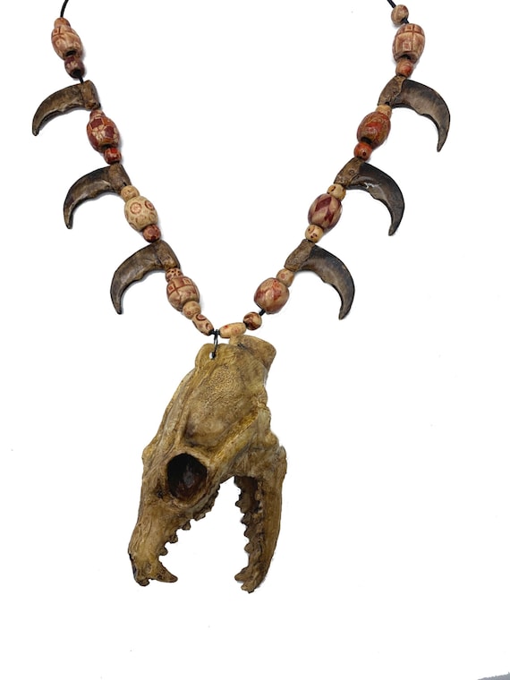 アクセサリー inipi skull claw Aztec Death Whistle - Bear Claw Necklace and the Carnivore- Aztec