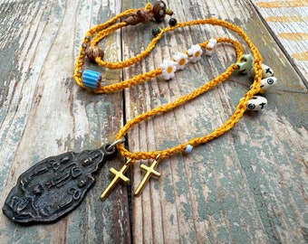 Short crochet necklace - 54 cm - Buddha pendant