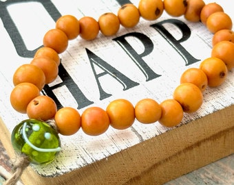 HaPPy bracelet - bracelet with handmade glass bead -18 cm- smiley bracelet