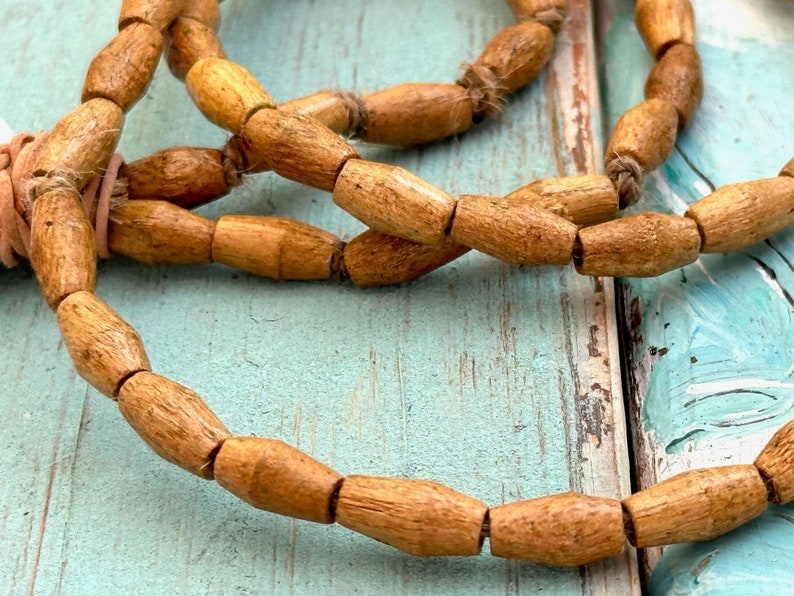 BUDDHA hand-made long necklace made of wooden beads Y-chain boho style pendant 82 cm image 5