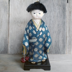 Vintage Japanese Boy Doll holds The gourd, Japanese Kimekomi Doll, Creativity Lucky Charm for Boy and Girl, Symbol of Good Luck Gift