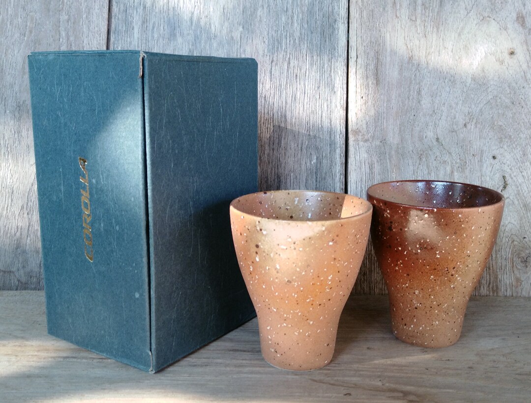 Japanese Ceramic Cups Japanese Pottery Set of 2 Brown Cups Etsy