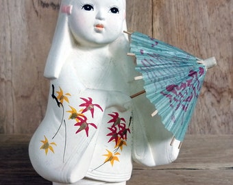 日本の御所人形 陶器製 御所人形 伝統的な日本の陶器製 約30cm