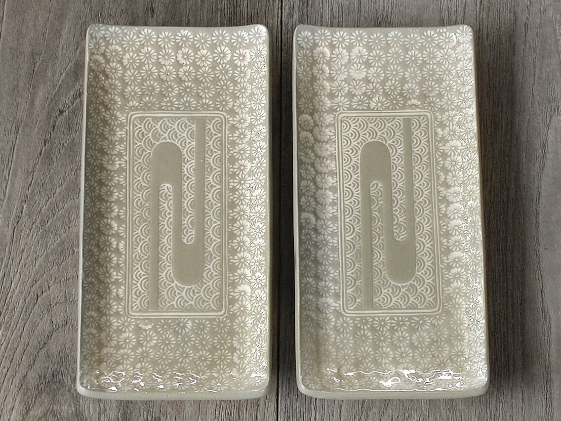Japanese Ceramics Plate Set of 2 Rectangle Plates Serving Etsy