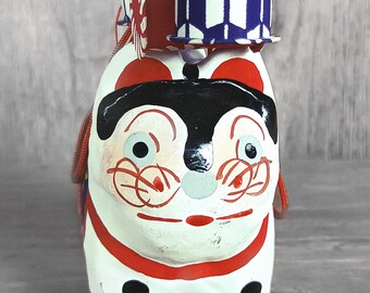Inu Hariko, Japanese Vintage Paper Doll With 3 Drums, Papier