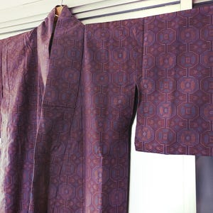 Vintage Japanese Yukata Long Robe, Summer Robe, Japanese Kimono, Yukata, Kimono, Hachimonyou or Octagon Pattern, Perfect for Summer