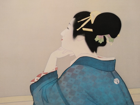 月の出を待つ女、明治期の画家上村松園による日本の版画、足立