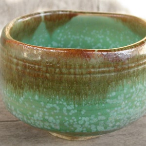 Japanese Ceramics, Vintage Ceramic Bowl, Handmade Pottery, Terracotta Green Seafoam, Serving Cup, Japanese Pottery, Made In Japan.