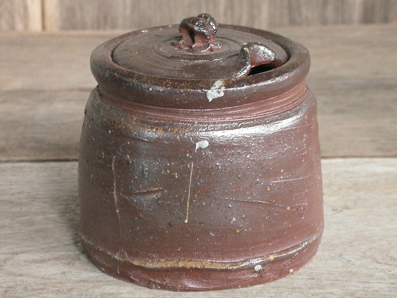 Herb Storage Japanese Ceramics Small Pot Ceramic Pot Made In Japan. Handmade Ceramics Brown Canister Ceramic Canister with Lid
