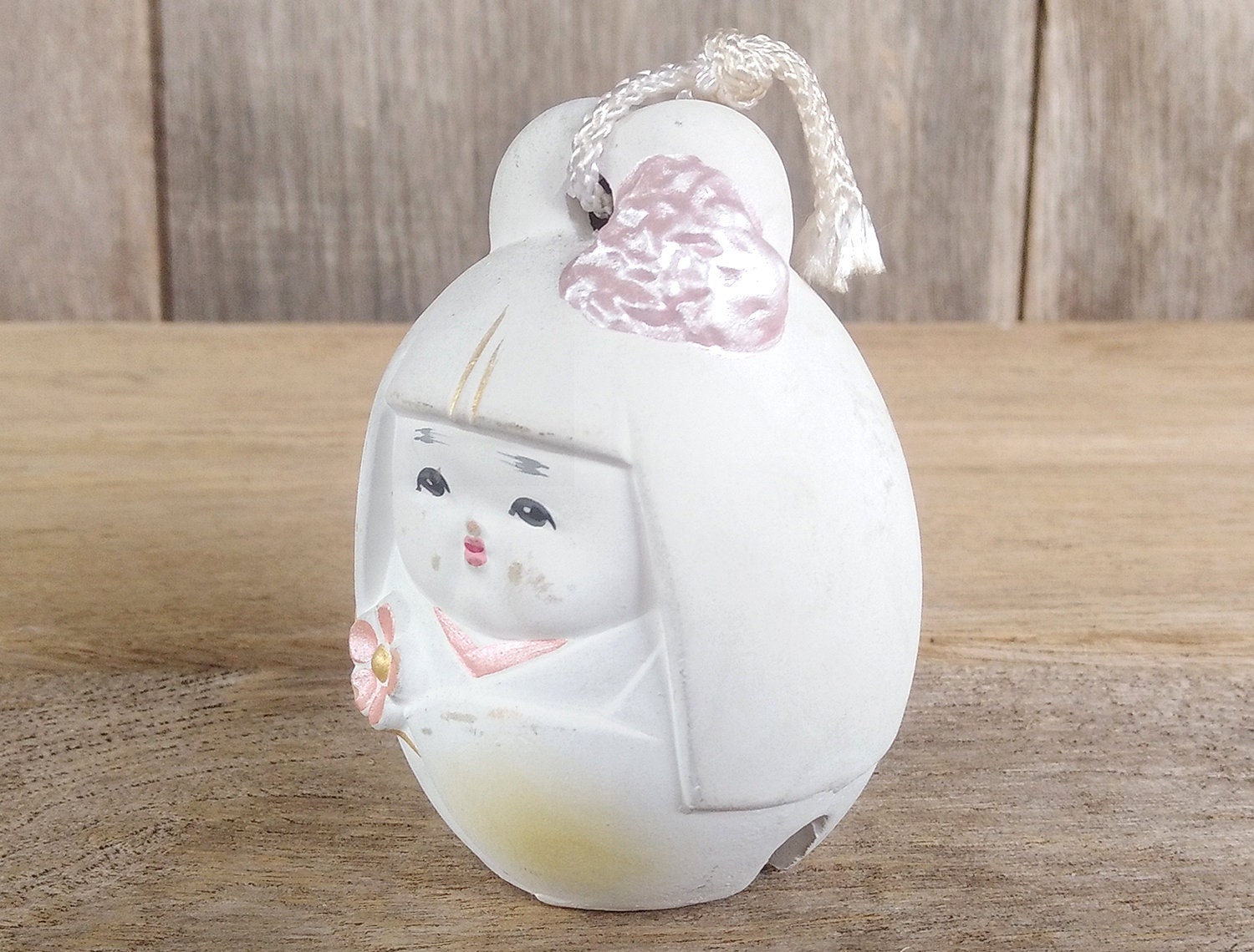 Japanese Ceramic Bell Vintage Bell Japanese Girl Doll Wears