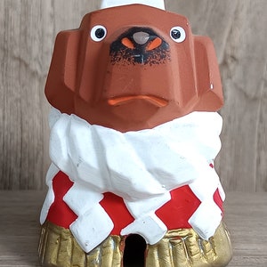 Sumo Fighting Dog, Ceramic Bell, Japanese Dog, Tosa Inu, Lucky Bell, Japanese Vintage, Peace Symbol, Japanese Zodiac Birthday Gift Height 3&quot;